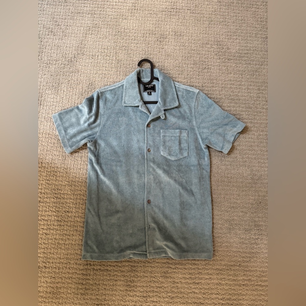 Todd Snyder Terry Button Down Polo Blue XS